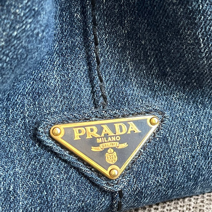 Preloved Authentic Prada Giardiniera Shopper Bag — Blue Denim