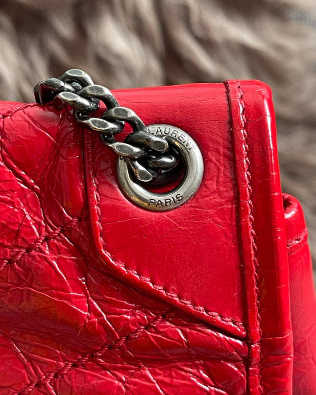 Preloved Authentic Saint Laurent Niki Baby Shoulder Bag — Red