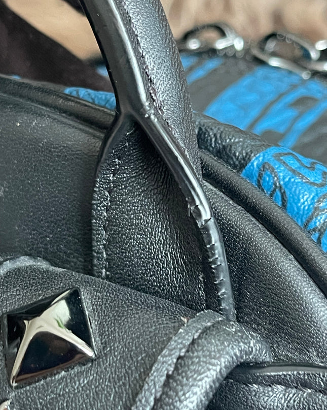 Preloved Authentic MCM Stark Backpack in Blue Black Visetos