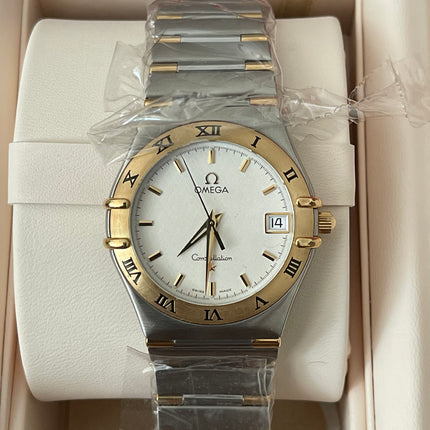 Preloved Authentic Omega Constellation 34mm/17cm, steel ‑ yellow gold on steel ‑ gold full bar