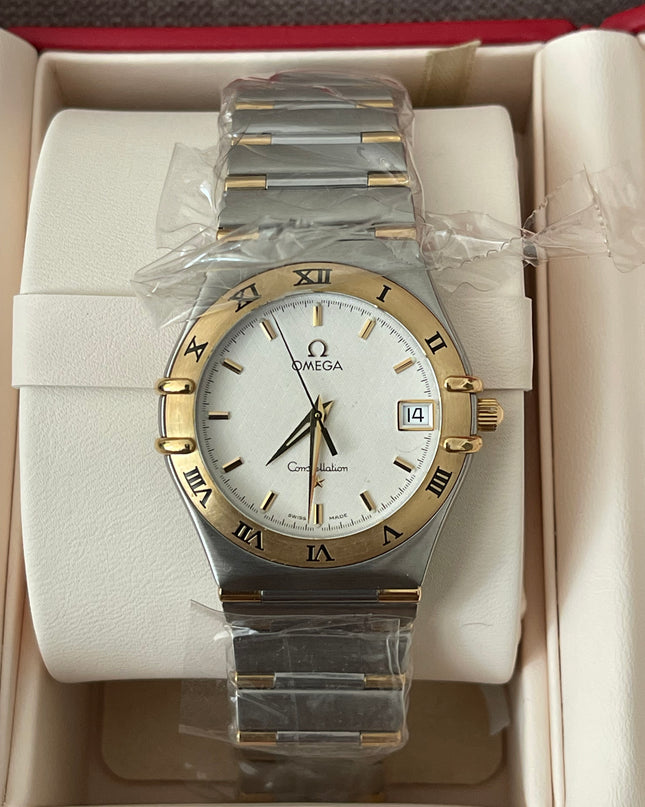 Preloved Authentic Omega Constellation 34mm/17cm, steel ‑ yellow gold on steel ‑ gold full bar