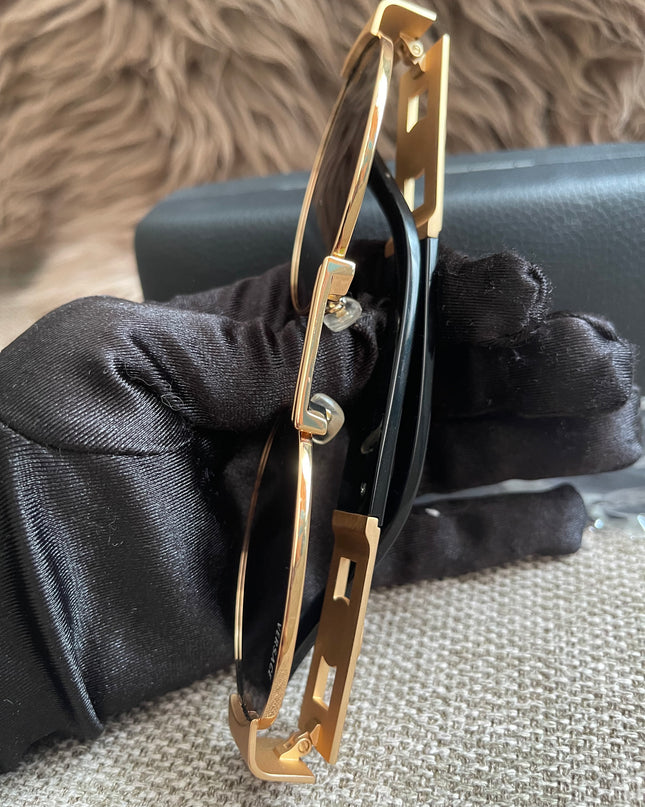 Preloved Authentic Versace Biggie Oval Sunglasses – Black & Gold Medusa, VE2176