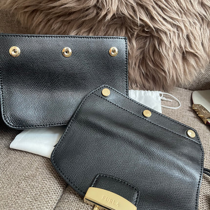 Preloved Authentic Furla Metropolis Mini Crossbody Bag Bicolor Black Fuchsia