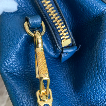 Miu Miu Two Tone Blue Madras Leather Doctor Satchel