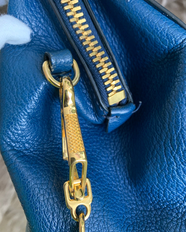 Miu Miu Two Tone Blue Madras Leather Doctor Satchel