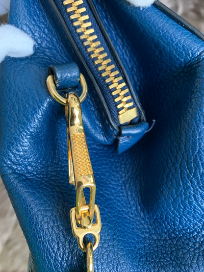 Miu Miu Two Tone Blue Madras Leather Doctor Satchel