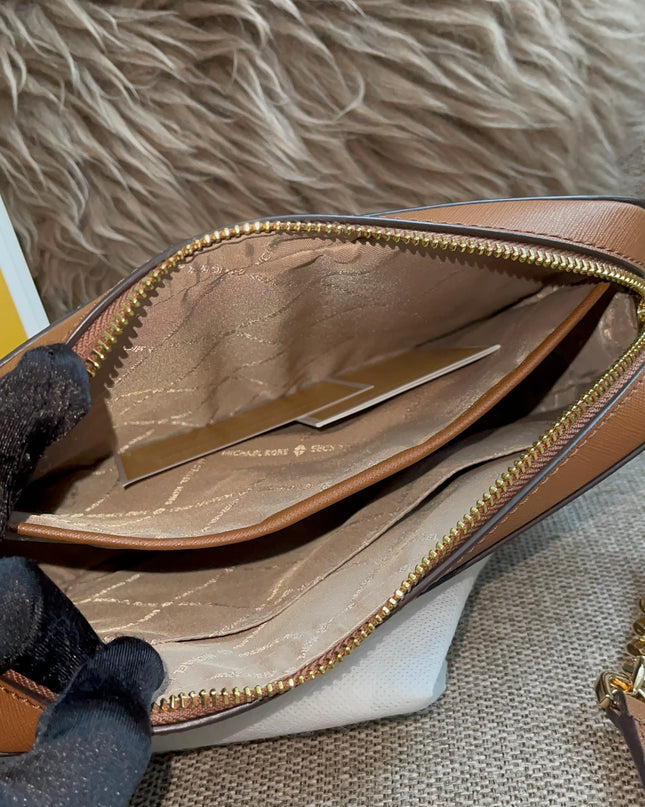 Preloved Authentic Michael Kors Jet Set Large Crossbody – Luggage Saffiano Leather, Gold Chain (Brand New)