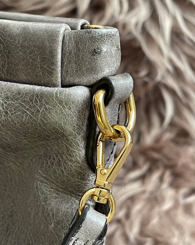 Preloved Autehntic Miu Miu Ruffle Crossbody Bag – Taupe