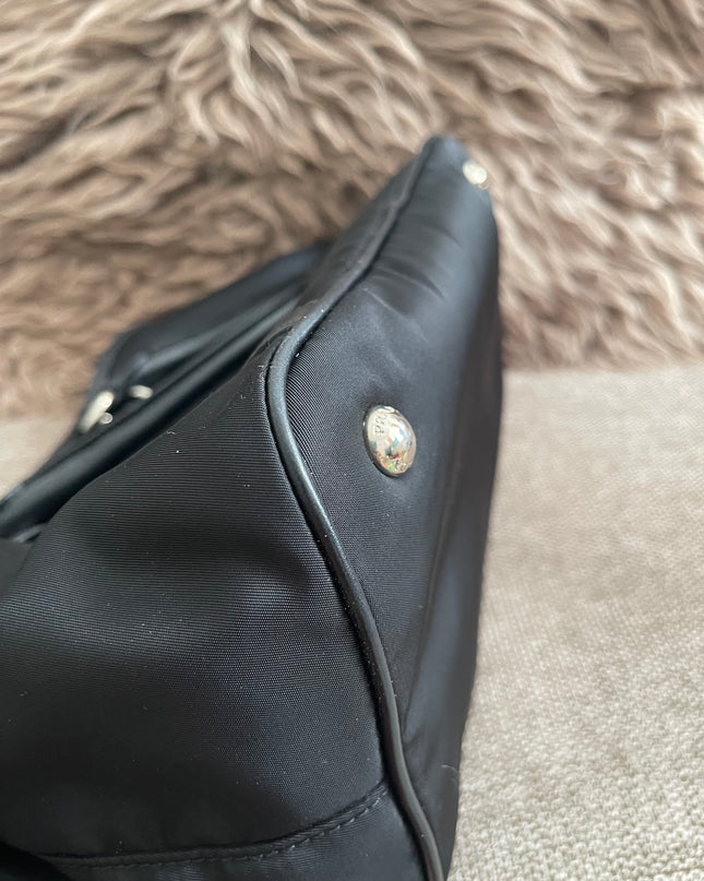 Preloved Authentic Prada Tessuto Nylon Tote Bag Black with Crossbody Strap