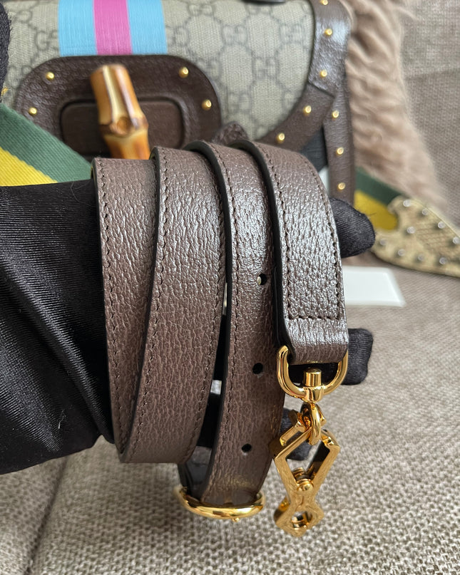 Preloved Authentic Gucci GG Supreme Canvas Leather and Python Medium Bamboo 1947 Top Handle Bag