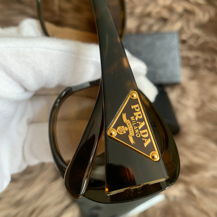 Prada Brown Oversized Oval Frame Sunglasses