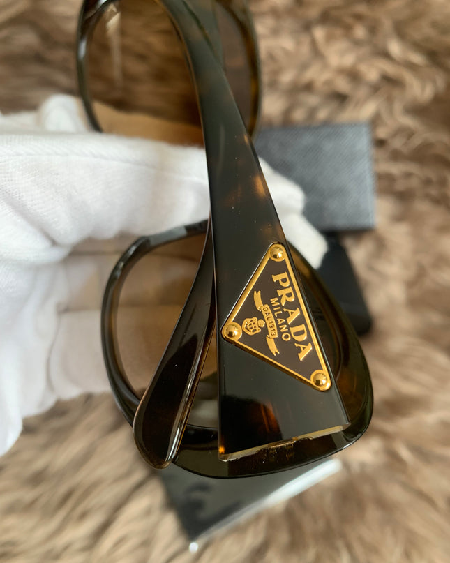 Prada Brown Oversized Oval Frame Sunglasses