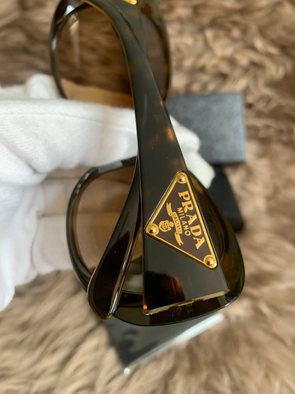 Prada Brown Oversized Oval Frame Sunglasses