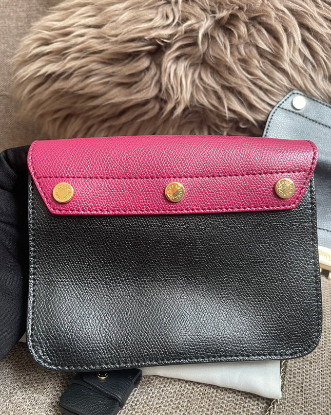 Preloved Authentic Furla Metropolis Mini Crossbody Bag Bicolor Black Fuchsia