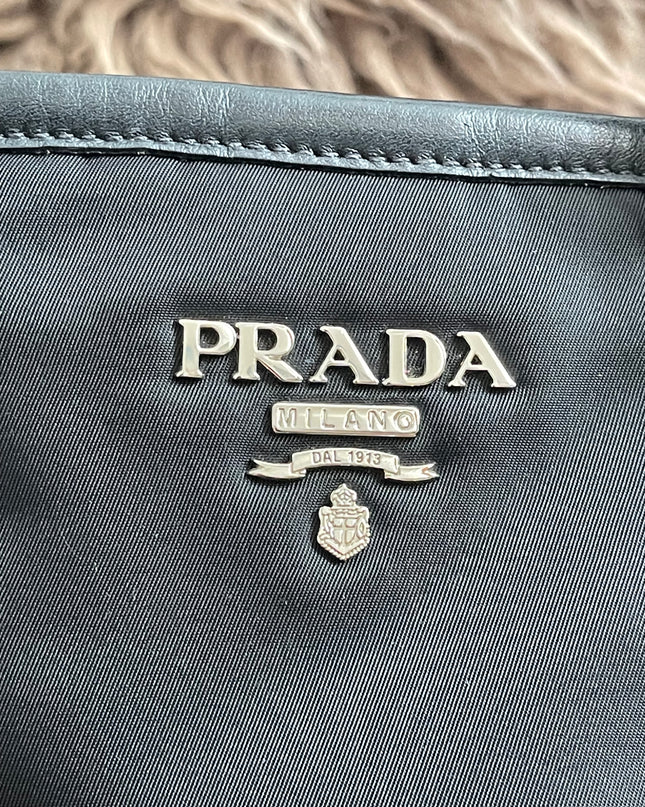 Preloved Authentic Prada Tessuto Nylon Tote Bag Black with Crossbody Strap