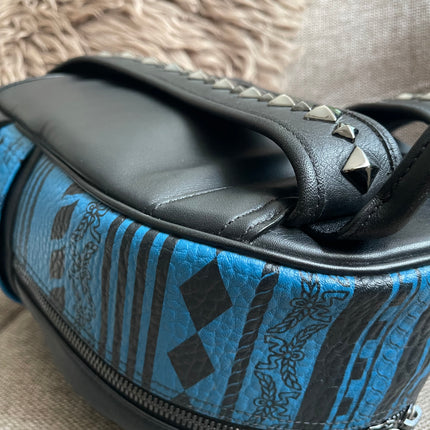 Preloved Authentic MCM Stark Backpack in Blue Black Visetos