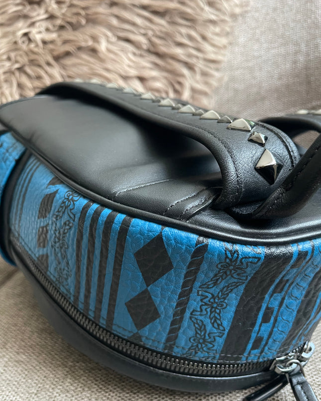 Preloved Authentic MCM Stark Backpack in Blue Black Visetos