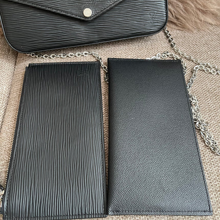 Preloved Authentic Louis Vuitton Félicie Pochette in Black Epi Leather