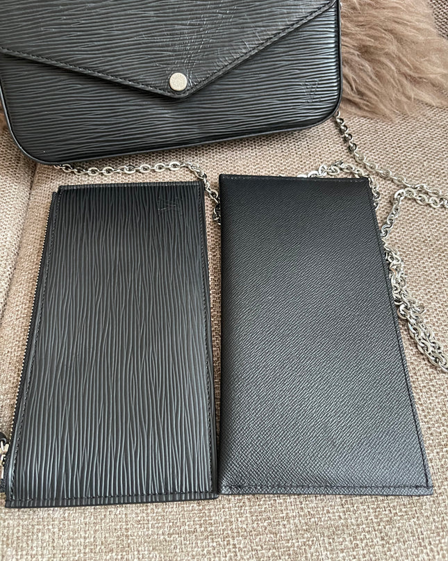 Preloved Authentic Louis Vuitton Félicie Pochette in Black Epi Leather