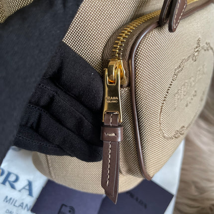 Preloved Prada  2021 Logo Jacquard Bucket Bag