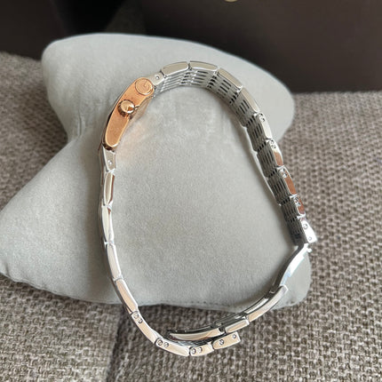 Preloved Authentic Gucci 8600L Ladies Watch — Two-Tone Rose Gold & Silver GG Dial