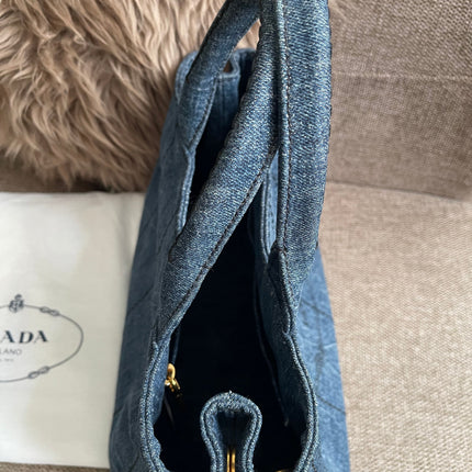 Preloved Authentic Prada Giardiniera Shopper Bag — Blue Denim