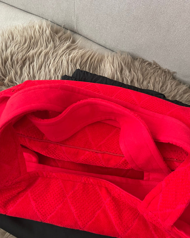 Preloved Authentic Chanel Red Terry Cloth Beach Bag and Towel Set