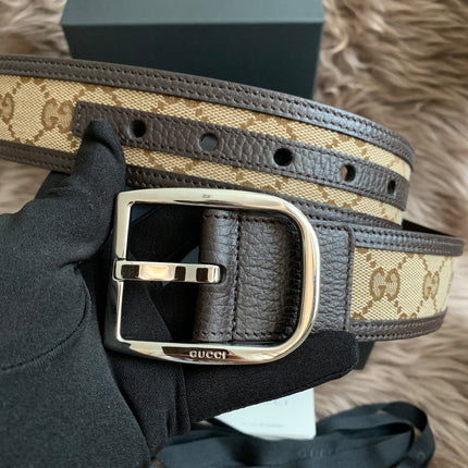 GUCCI GG SUPREME GUCCISSIMA CALFSKIN PALLADIUM BUCKLE BELT