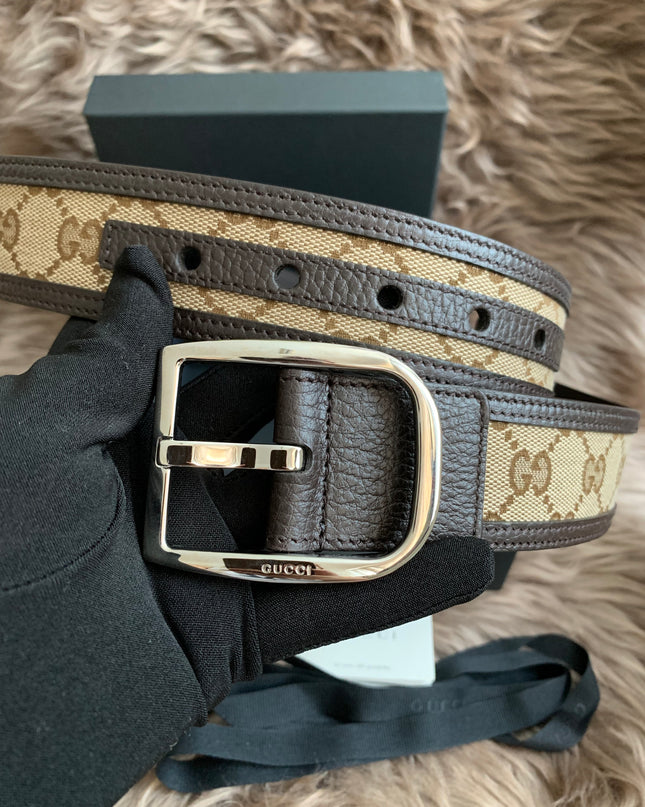 GUCCI GG SUPREME GUCCISSIMA CALFSKIN PALLADIUM BUCKLE BELT
