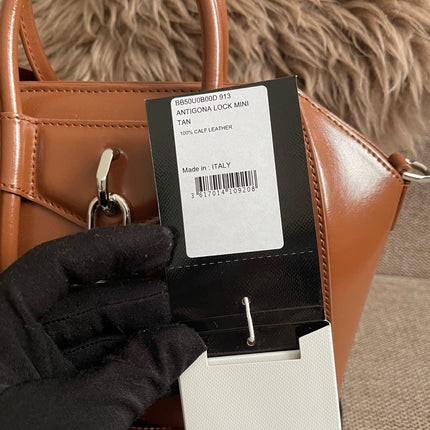Preloved Authentic Givenchy Antigona Lock Mini — Caramel Smooth Leather