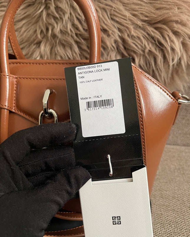 Preloved Authentic Givenchy Antigona Lock Mini — Caramel Smooth Leather