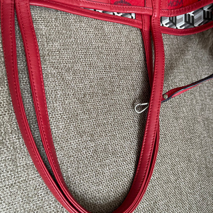Preloved Authentic MCM Visetos Reversible Liz Shopper Tote – Ruby Red