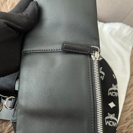 Preloved Authentic MCM Trey Mixed Media Triple-Pouch Convertible Sling