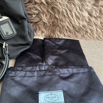 Preloved Authentic Prada Tessuto Nylon Tote Bag Black with Crossbody Strap