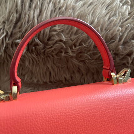 Preloved Authentic MCM Patricia Top Handle Bag – Fiesta Red with Cognac Visetos Panel