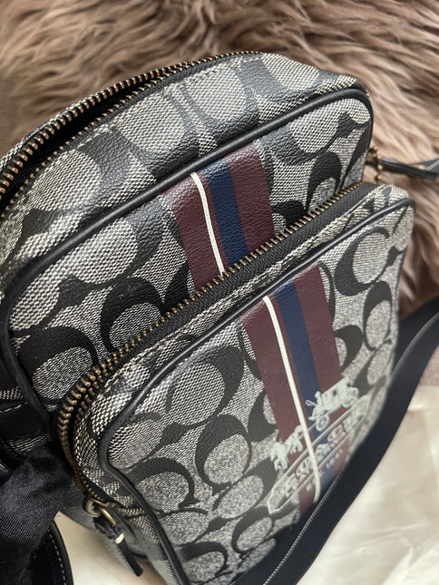 Preloved Authentic Coach Signature Varsity Stripe Flight Crossbody Bag