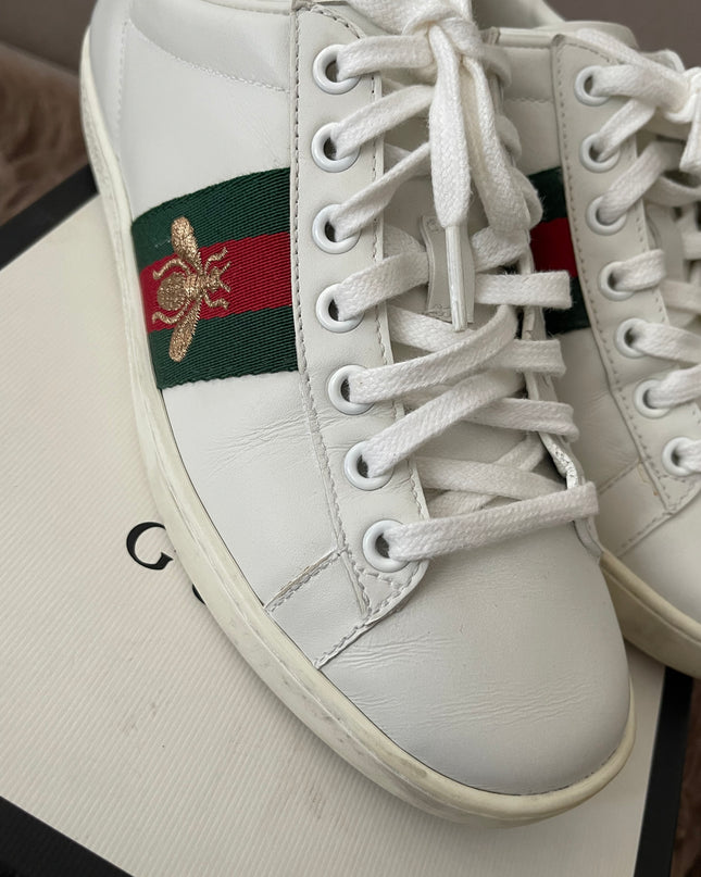 Preloved Authentic Ace Embroidered Low Top Sneakers in Leather SZ35