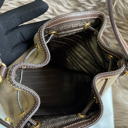 Preloved Prada  2021 Logo Jacquard Bucket Bag