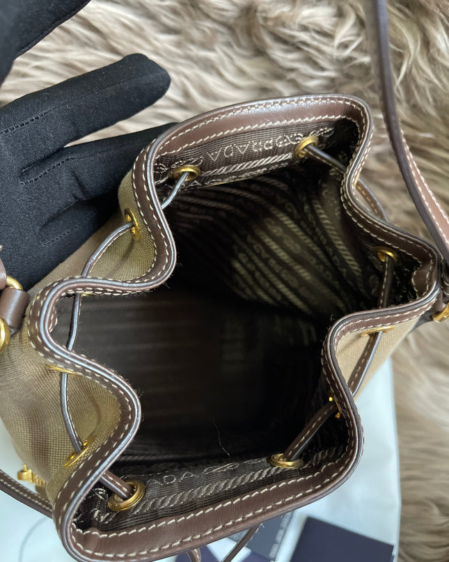 Preloved Prada  2021 Logo Jacquard Bucket Bag