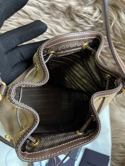 Preloved Prada  2021 Logo Jacquard Bucket Bag