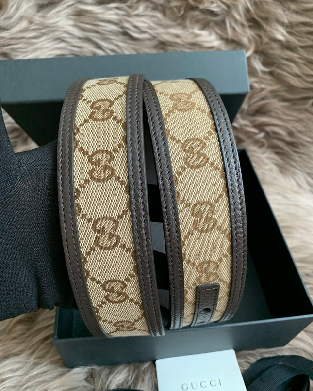 GUCCI GG SUPREME GUCCISSIMA CALFSKIN PALLADIUM BUCKLE BELT
