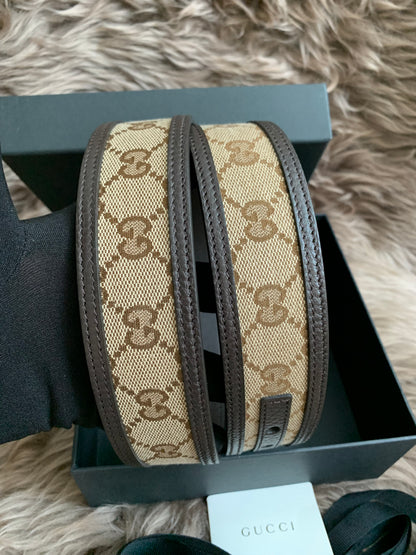 GUCCI GG SUPREME GUCCISSIMA CALFSKIN PALLADIUM BUCKLE BELT
