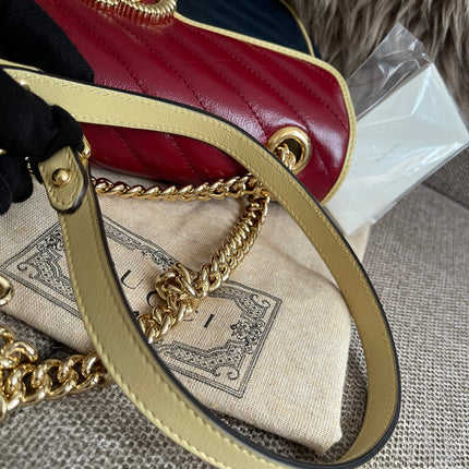 Preloved Authentic Gucci GG Marmont Small Shoulder Bag — Bicolor Red & Navy Matelassé