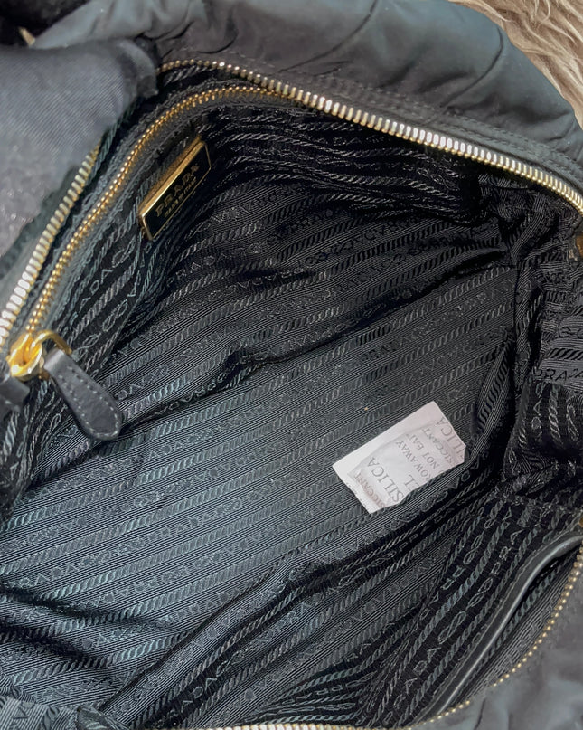 Preloved Authentic Prada Quilted Nylon Tessuto Bomber Bag – Black