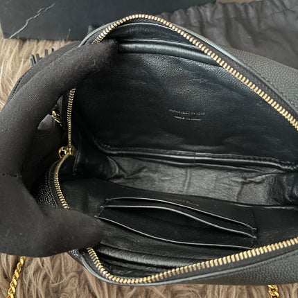 Preloved Authentic Saint Laurent Mini Lou Camera Bag in black quilted leather with gold-tone hardware