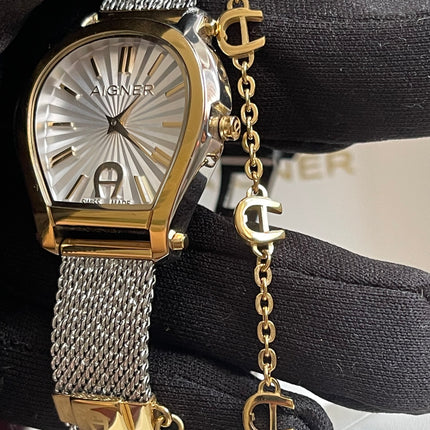Preloved Authentic Aigner Pavia Ladies Watch - Two-Tone Stainless Steel, Mesh Bracelet