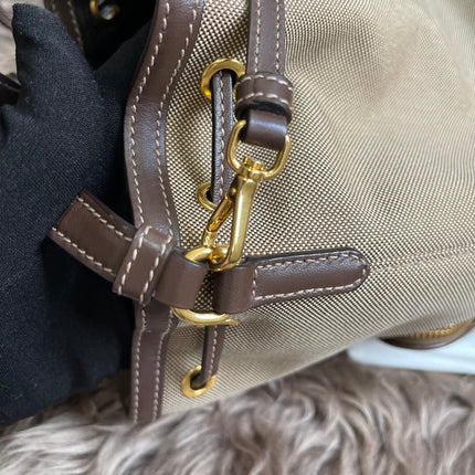 Preloved Prada  2021 Logo Jacquard Bucket Bag