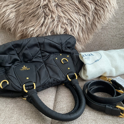 Preloved Authentic Prada Quilted Nylon Tessuto Bomber Bag – Black