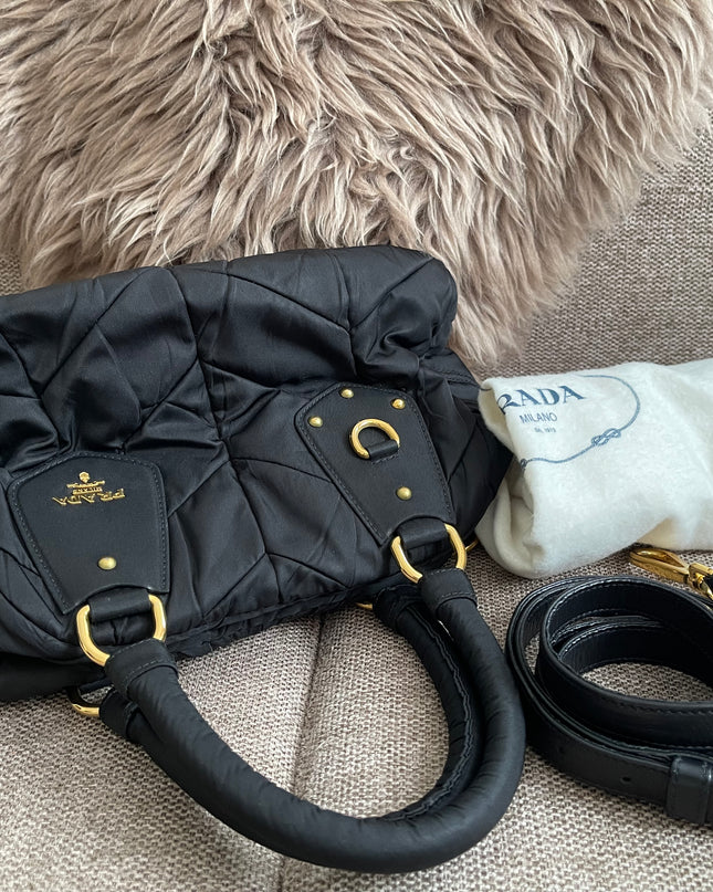 Preloved Authentic Prada Quilted Nylon Tessuto Bomber Bag – Black
