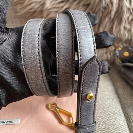 Preloved Authentic Miu Miu Coffer Bag – Slate Blue Distressed Leather